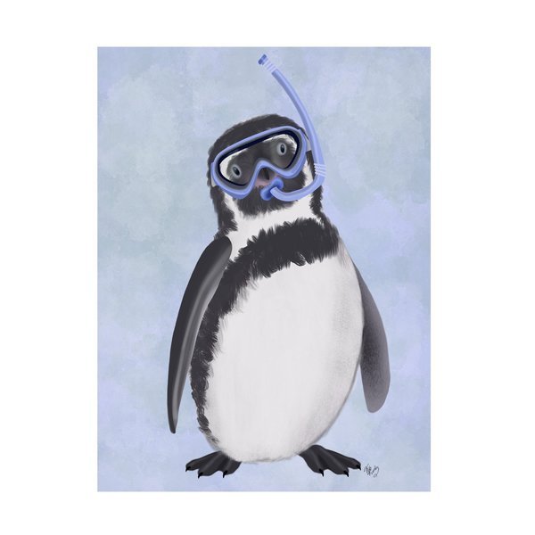 Fab Funky 'Penguin Snorkel' Canvas Art, 18x24, Trademark Fine Art, Mfr#: WAG18857-C1824GG